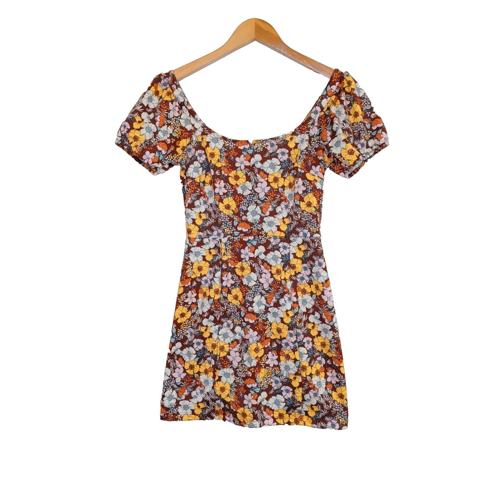 Altard State Mini Dress Women XS Brown Floral Festival‎ Retro Forest Fairy Indie